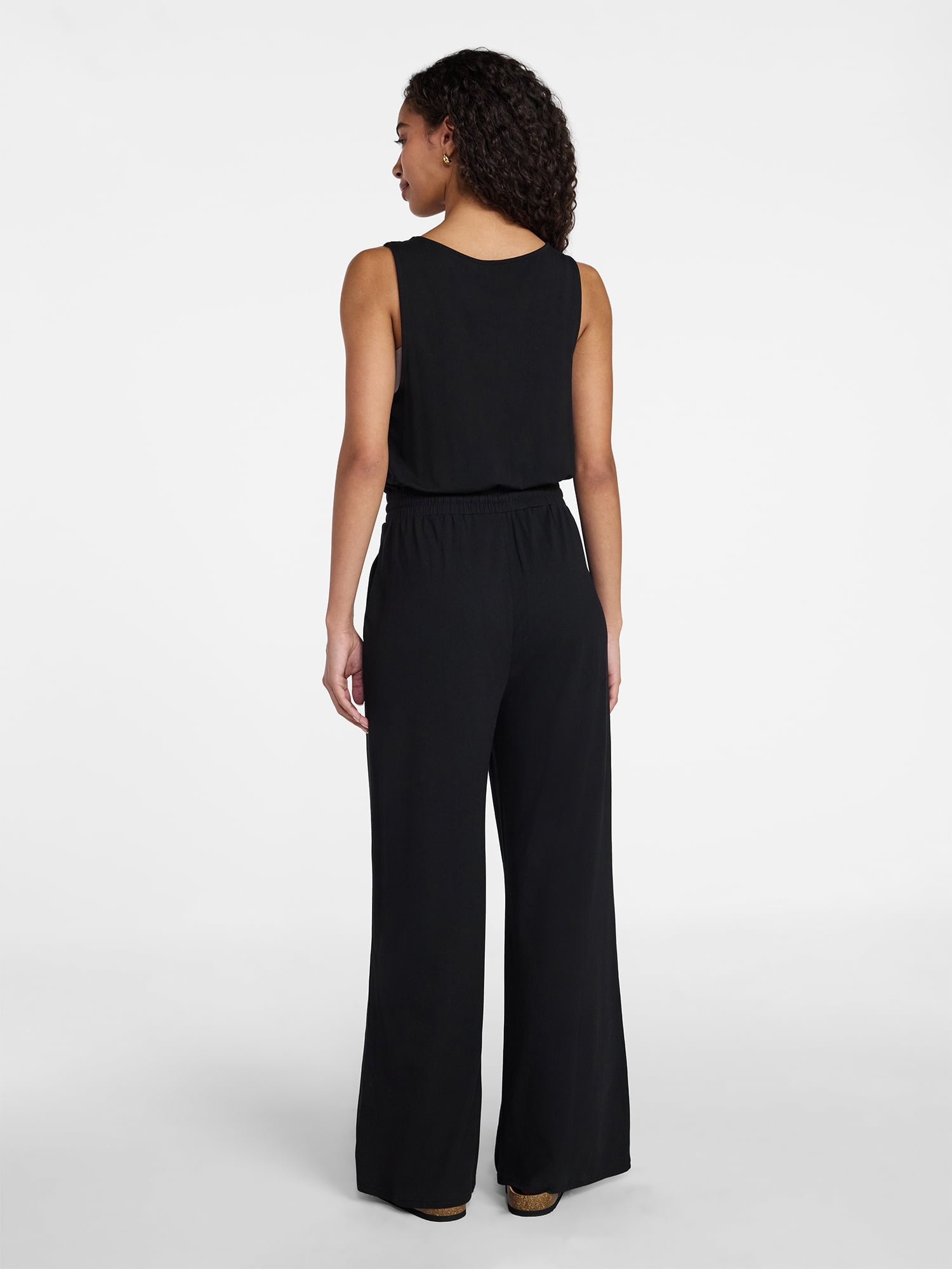 Time and Tru Women's Sleeveless Button Front Jumpsuit, Sizes XS-XXXL