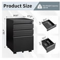thumbnail image 3 of QinaQin Home/Office Metal Filing Cabinet, Three-Drawer Movable Storage Cabinet, with Lock and Casters, Can Store Letter Paper/a4/Legal Documents, Already Assembled, 3 of 9