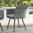 thumbnail image 2 of Modway Endeavor 19" Rattan & Fabric Outdoor Patio Dining Arm Chair in Gray, 2 of 6