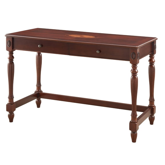 JESONVID Solid Wood Computer Writing Desk with 2 Big Drawers 46.1" Wide Home Office Desk Workstation Big Rustic Study Table Furniture in Cherry for Home Office Bedroom Living Room, BSZ-1533WD