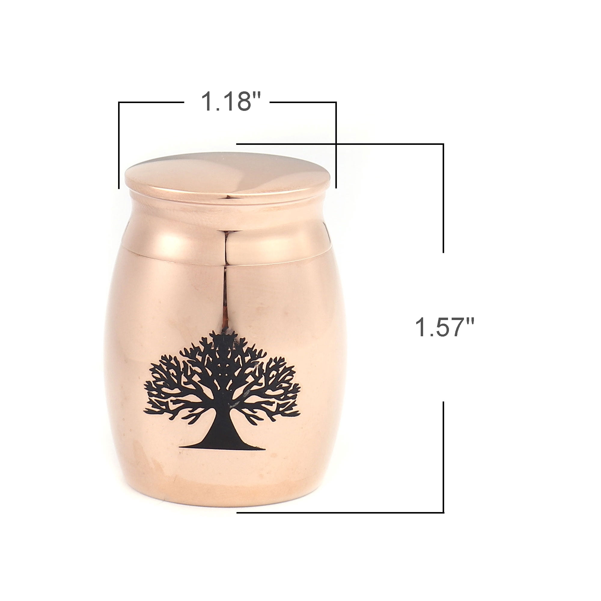 Rose Gold Tree of Life Keepsake Funeral Cremation Urn for Ashes Mini Stainless Steel Waterproof Human Ashes Container with Free Anavia Pouch