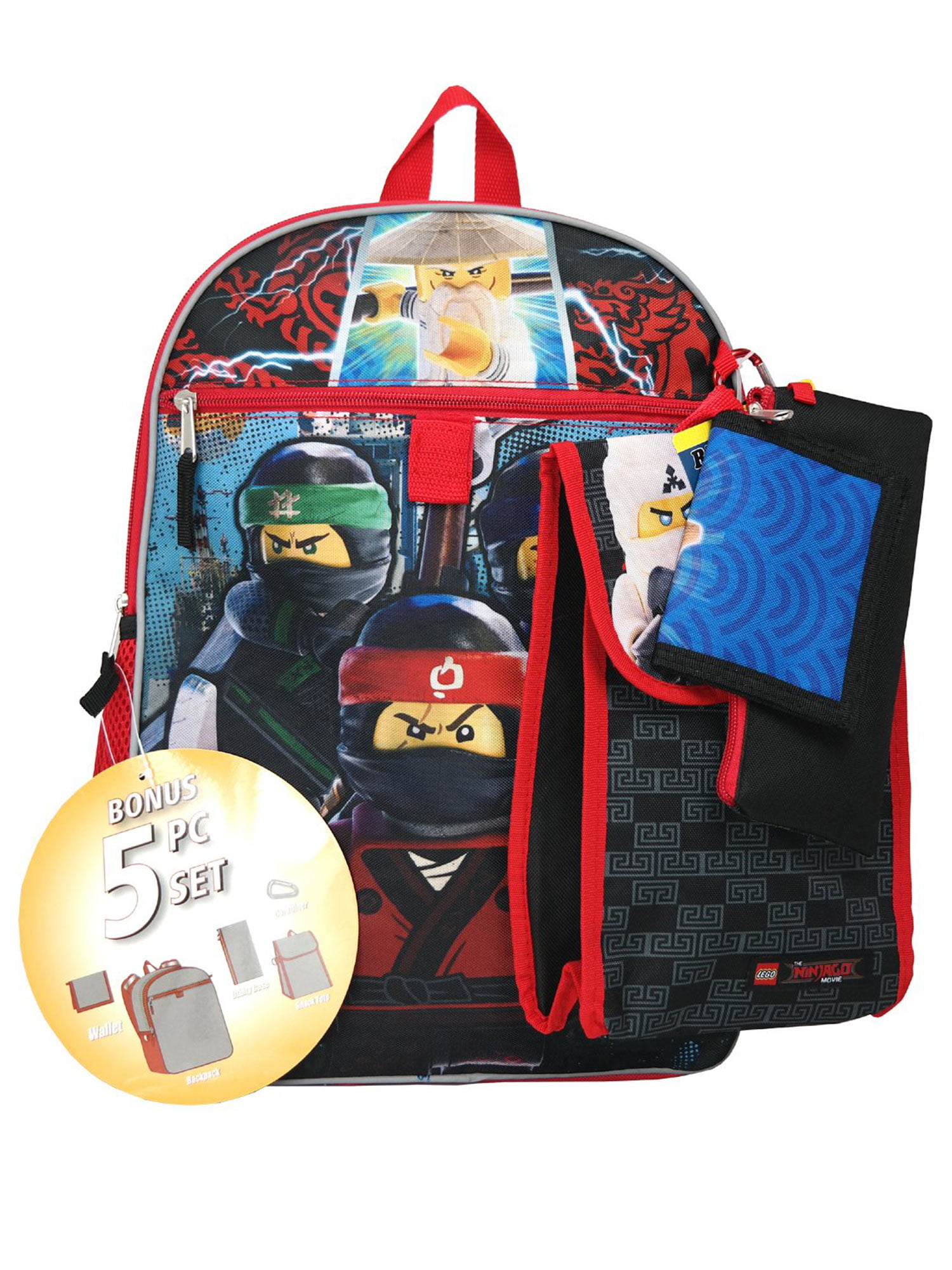 New Lego Ninjago 3D Molded 16" Backpack School Book Bag Black Red Multi NWT 