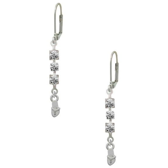 Silvertone Mini Flip Flop Crystal Madison Leverback Earrings