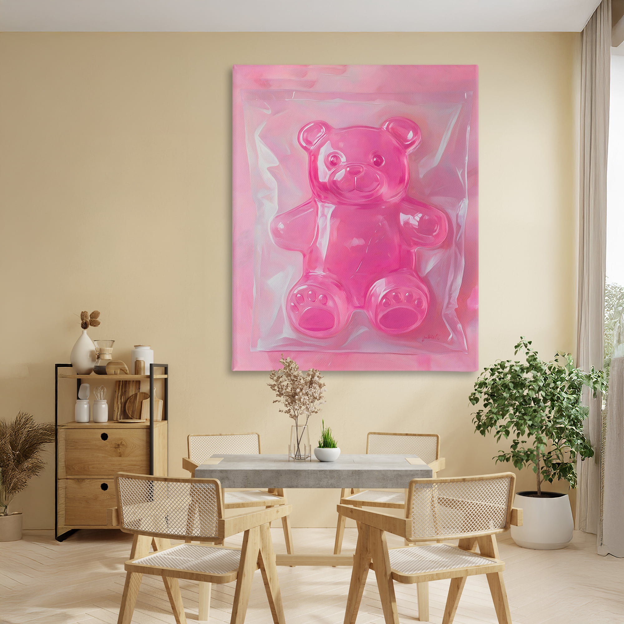 Stupell Industries Pink Gummy Candy Bear Canvas Wall Art, design by The Prints Vibe