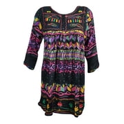 Mogul Women's Tunic Colorful Boho Chic Printed Ethnic Dress