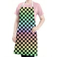 thumbnail image 5 of Gradient Color Checkered Pattern Apron-Garden Aprons for Women with Pockets-Cotton Linen Waterproof Kitchen Cooking Gardening Aprons Adjustable for Kitchen,Cooking,BBQ and Salon 33x27 Inch, 5 of 7