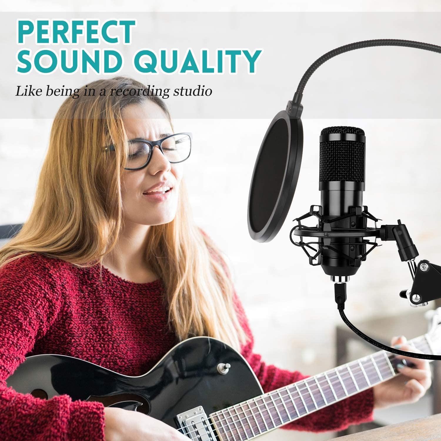 GLUAAE USB Gaming Microphone Condenser Kit with Boom Arm photo 3