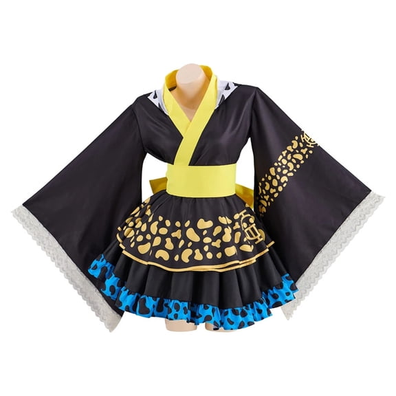 Womens Trafalgar Law Inspired Dress Set Fantasy Style Top and Skirt Outfit with Belt