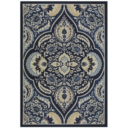 Medallion Rug - Mainstays Winesburg Cut Pile Print Nylon Medallion Blue Area Rug or Runner, Multiple Sizes