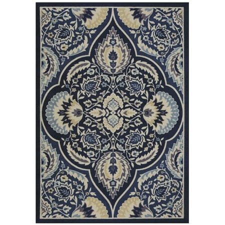 Mainstays Winesburg Blue Medallion Cut Pile Print Area Rug or