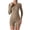 Khaki, variant on Workout Jumpsuit for Women Zip up Long Sleeve Romper Athletic Short Pants Yoga Running Bodysuit