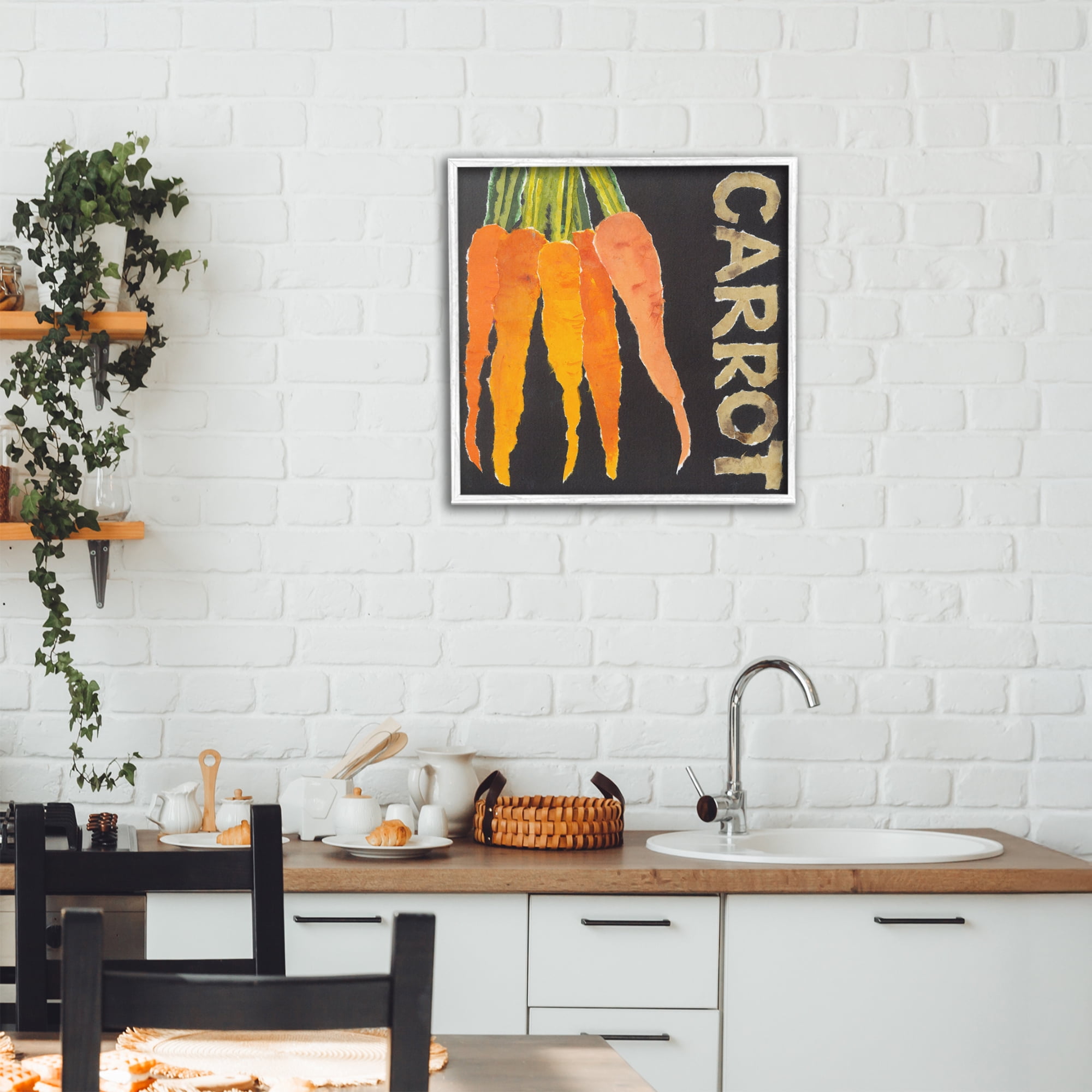 Stupell Industries Carrot Root Vegetable White Framed Giclee Art, design by Nancy Overton