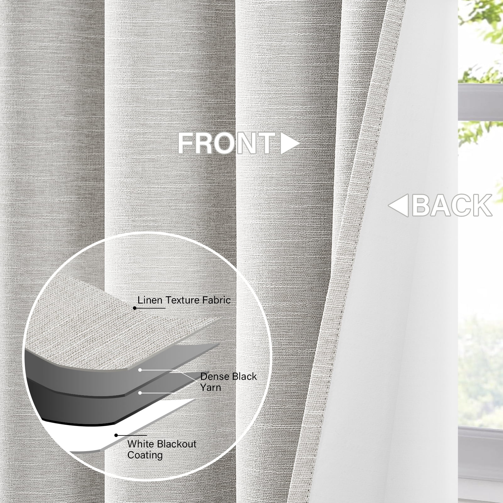 Top Finel Grommet Top Blackout Curtains, Grey Beige, 52" x 90", 2 Panels