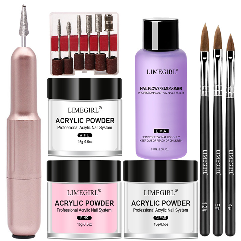 Acrylic Nail Kit with Drill, Acrylic Powder and Monomer Liquid Set with