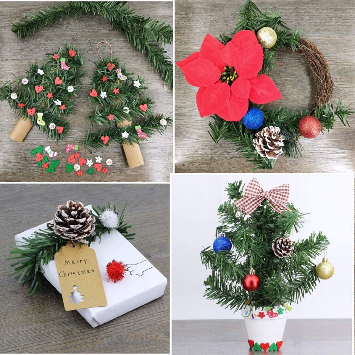 Artfen 2pcs Artificial Pine Branches Plastic Pine Branch Accessories for  Christmas DIY Craft Office Home Events Decor