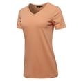 thumbnail image 2 of A2Y Women's Basic Solid Premium Cotton Short Sleeve V-neck T Shirt Tee Tops Eggshell M, 2 of 6
