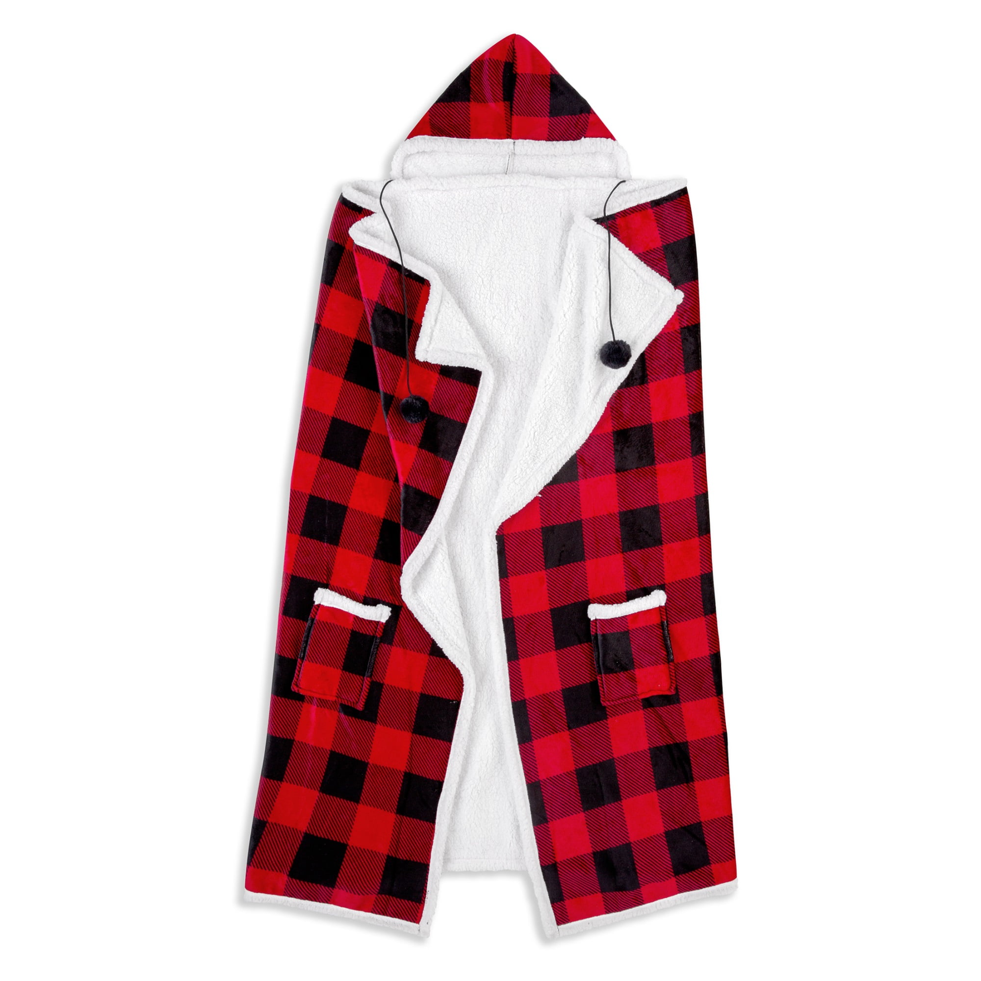 White/Black Safdie & Co Hooded Blanket Throw Wearable Cuddle 52x72 