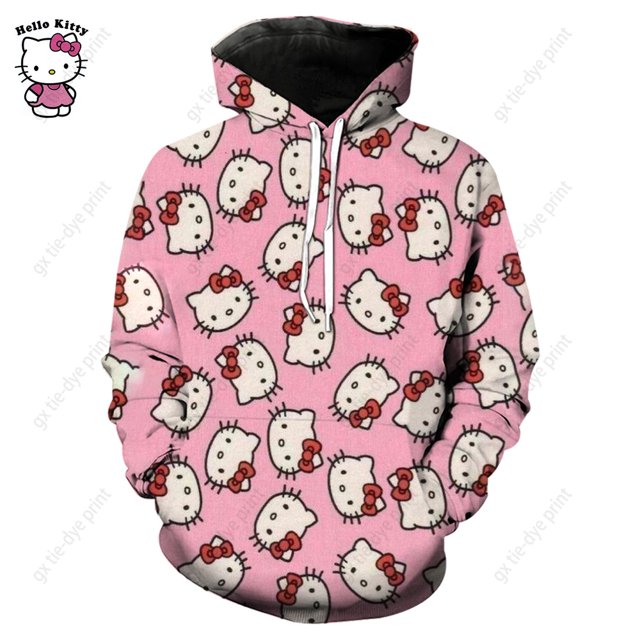 Sudadera con capucha de Hello Kitty para hombre y mujer, sudadera con capucha, sudadera con capucha para hombre y mujer, sudadera con capucha de hip hop para estudiantes
