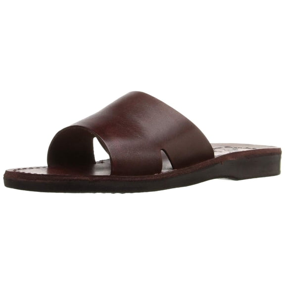 Jerusalem Sandals Womens Bashan Leather Open Toe Casual Slide, Brown, Size 7.0