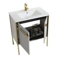 thumbnail image 4 of Fine Fixtures  Oakville Bathroom Vanity  with White Ceramic Sink Mild Grey Oak - Satin Brass Hardware 30 Inch, 4 of 9