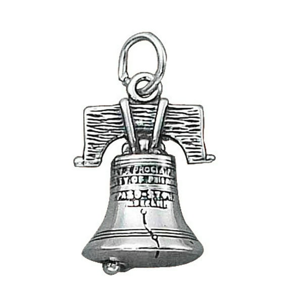 Sterling Silver 16" .8mm Box Chain Cracked Liberty Bell Pendant Necklace
