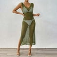 thumbnail image 2 of Taqqpue Women's Crochet Swimsuit Cover Up Solid Color V Neck Sleeveless Ribbed Sweater Dresses Casual Summer Loose Fit Long Beach Dress, 2 of 5