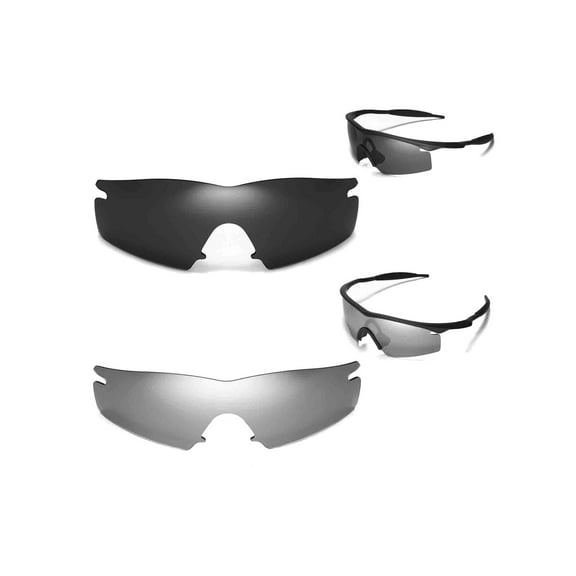 Walleva Polarized Titanium   Black Replacement Lenses For Oakley M Frame Strike Sunglasses