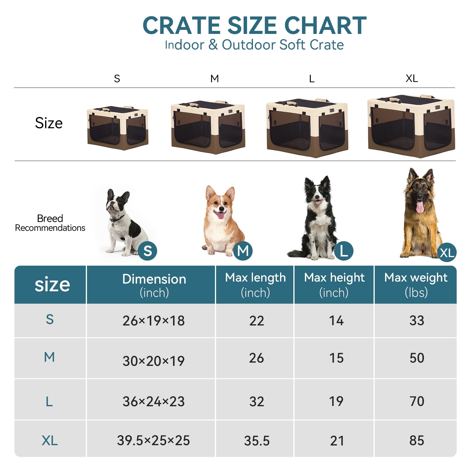 PETSFIT Collapsible Dog Crate, Portable Dog Crate - 30 Inch Easy Set-up, Light, Sturdy, Comfy Inside with Thicken Mat, Soft Sided Crate for Home and Travel Brown