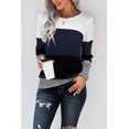 thumbnail image 4 of ABPHQTO Top de rayas de empalme con bloques de color azul con estilo para mujer, 4 of 5