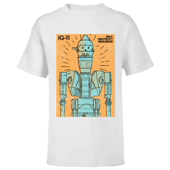 Star Wars The Mandalorian IG-11 Self Destruct Sequence - Short Sleeve T-Shirt for Kids - Customized-White