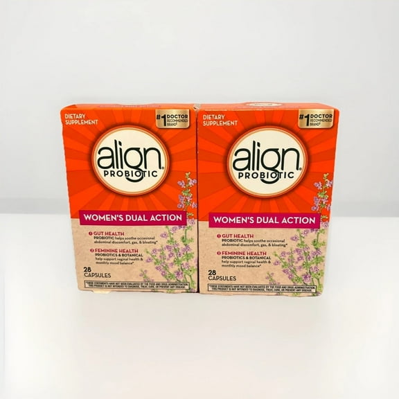 Align Probiotic, Women's Dual Action, Probiotics for Women, Multi-Strain Probiotic with Chaste Tree, Supports Feminine Health*, Soothes Occasional Bloating, Gas, Abdominal Discomfort*, 28 Capsules