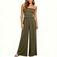 thumbnail image 5 of Costeam Womens Solid Color Sleeveless Jumpsuit Elastic Waist Loose Fit Wide Leg Full Length Soft Fabric Lightweight Breathable Casual One Piece Pants, 5 of 6