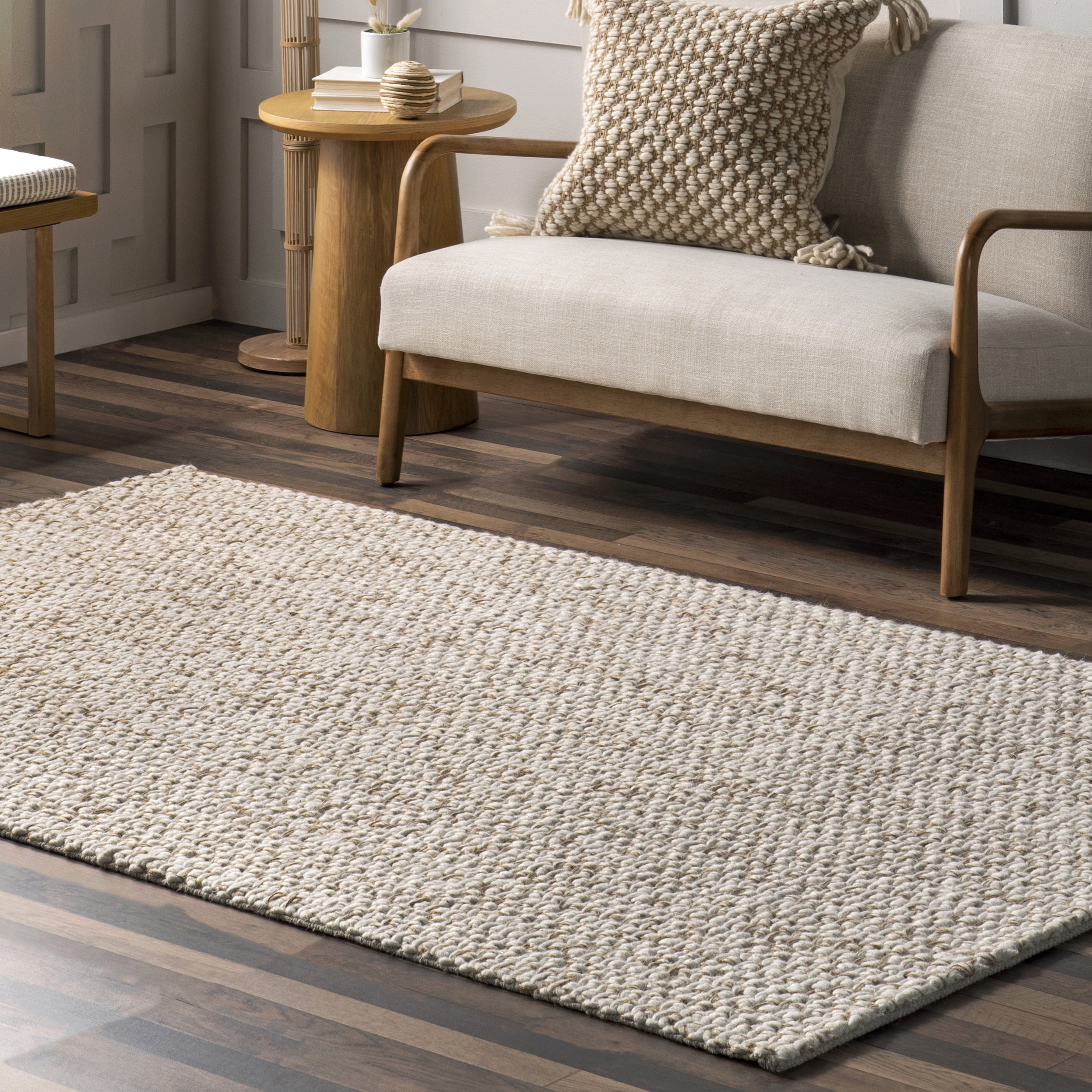 nuLOOM Enida Casual Farmhouse Wool Blend Area Rug, 7' 6" x 9' 6", Ivory