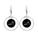 thumbnail image 1 of Black Winter Sport skiing Pattern Illustration Los pendientes cuelgan del aro de la joyería del círculo de la gota Unbranded M, 1 of 3