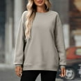 thumbnail image 2 of LYXSSBYX Crewneck Sweatshirts for Women Solid Color Long Sleeve Pullover Sweatshirt Blouse, 2 of 9