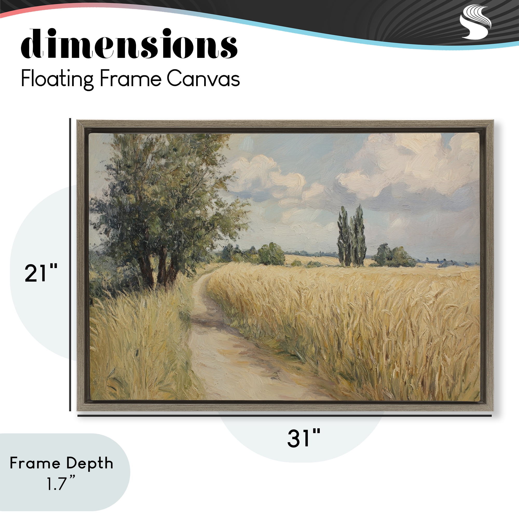 Stupell Industries Quiet Path Through Wheat Brown Framed Floater Canvas Wall Art, design by Petal Prints Design