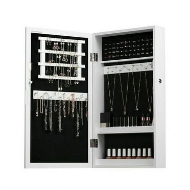 SONGMICS Jewelry Cabinet Armoire with Mirror Jewelry Storage Organizer Box Wall-Mounted Space Saving White