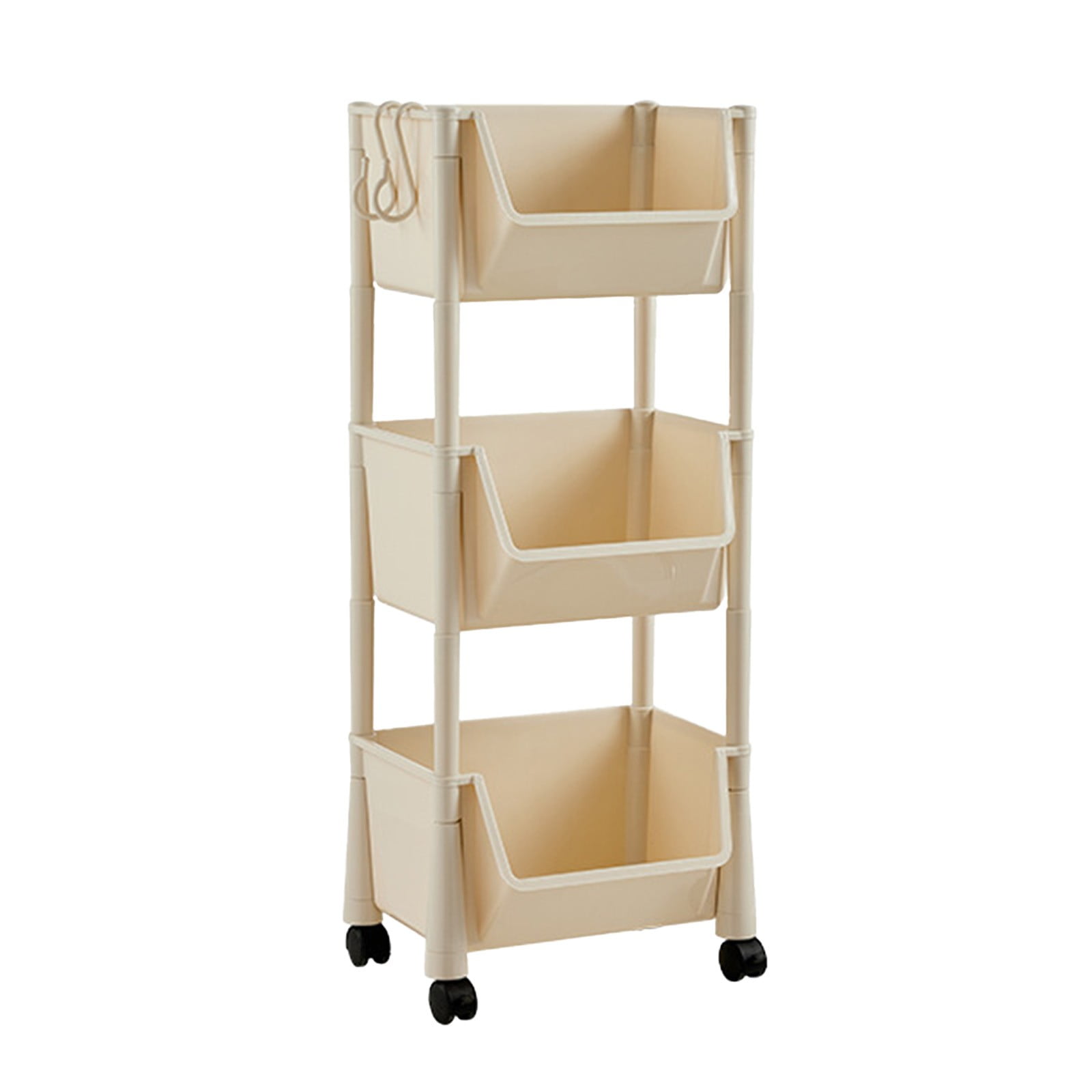 3 Tier Rolling Cart with Wheels, Storage Craft Art Trolley Organizer Serving, Easy Assembly, for Office, Living Room, Kitchen, White