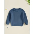 thumbnail image 2 of aturustex Little Boys Girls Basic Knit Sweater 0-5T Toddler Baby Solid Chunky Knitted Pullover Long Sleeve Thick Sweaters Sweatshirts Crew Neck JumperFashion Loose Casual Winter Fall Clothes, 2 of 7