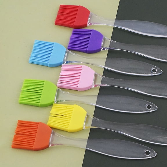 Kieccall Silicone Basting Oil Brush, Heat Resistant BBQ Grill Basting Brush, for Home Kitchen Outdoor Grilling, Spread Oil Evenly Clear Handle 7.9 inch