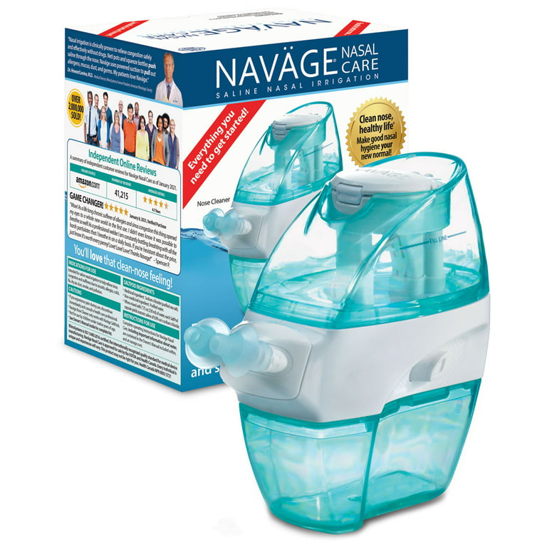 Navage Nasal Care Essentials Plus Bundle: Navage Nose Cleaner, Countertop  Caddy, Cleaning Kit, and 20 SaltPods 