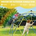 thumbnail image 5 of Climbing Dome,10FT Dome Climber with Hammock, Outdoor Play Equipment for 3 to 10 Children, Supports Jungle Gym up to 1,000 lbs, Rust Resistant, Easy to Assemble, Gift for Kids, Blue+Yellow, 5 of 8