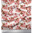 thumbnail image 1 of Soimoi White Heavy Satin Fabric Blossom Floral Printed Craft Fabric by the Yard 54 Inch Wide, 1 of 3