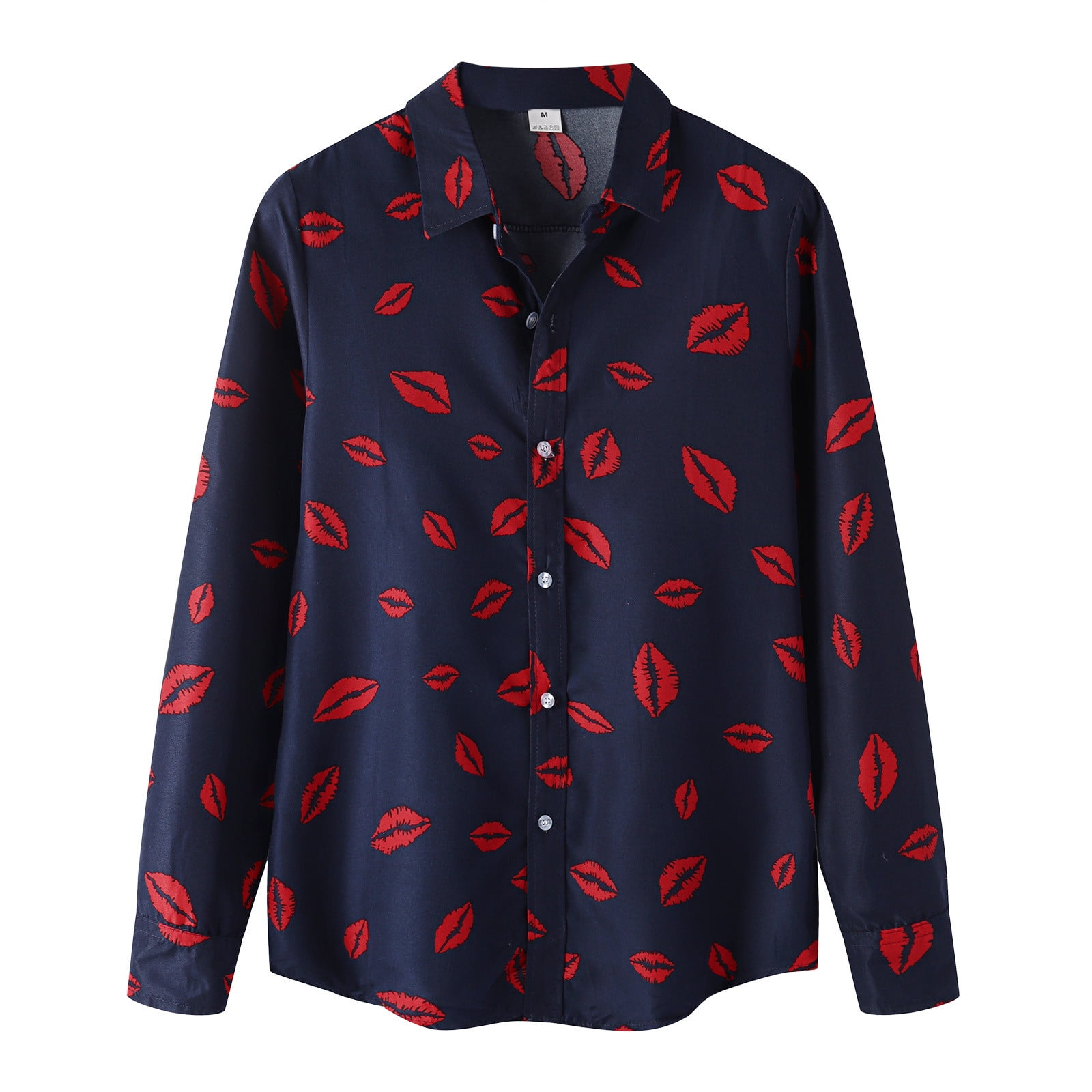 outfmvch long sleeve shirts for men casual lipstick print shirt long