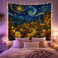 thumbnail image 2 of Magical Village Under Starry Night Sky, Dreamy Celestial for Art Lovers, Whimsical Fantasy Artwork Christmas Gift Tapestry Wall Hanging for Bedroom and Living Room, 2 of 7