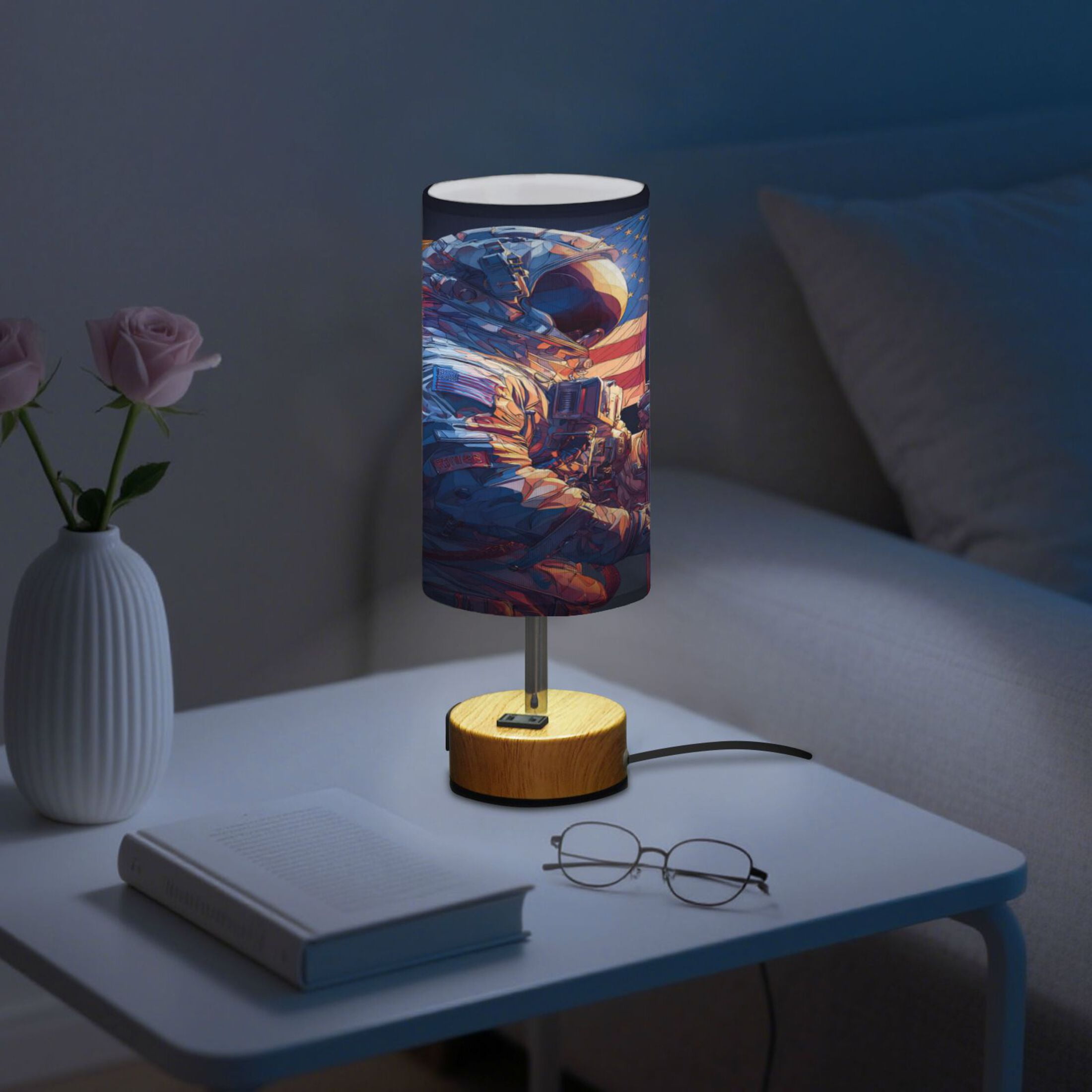 Touch-Control 3-Color Desk Lamp with Plug – Energy-Saving LED + 3 Simultaneous Charging Ports American Astronaut