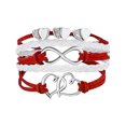 thumbnail image 1 of Pulseras de cuero para niñas, pulseras de cuerda infinita con corazones dobles, regalos oso de fresa  Electrónica, 1 of 1