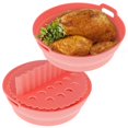 thumbnail image 3 of 2pcs Air Friteuse Silicone Pot avec Poignée Réutilisable Air Friteuse Doublure Résistant à la Chaleur Air Friteuse Panier en Silicone Pan Pliable Air Fryer Accessoires Doublures pour Four à Air Friteuse Micro-Ondes, 3 of 11