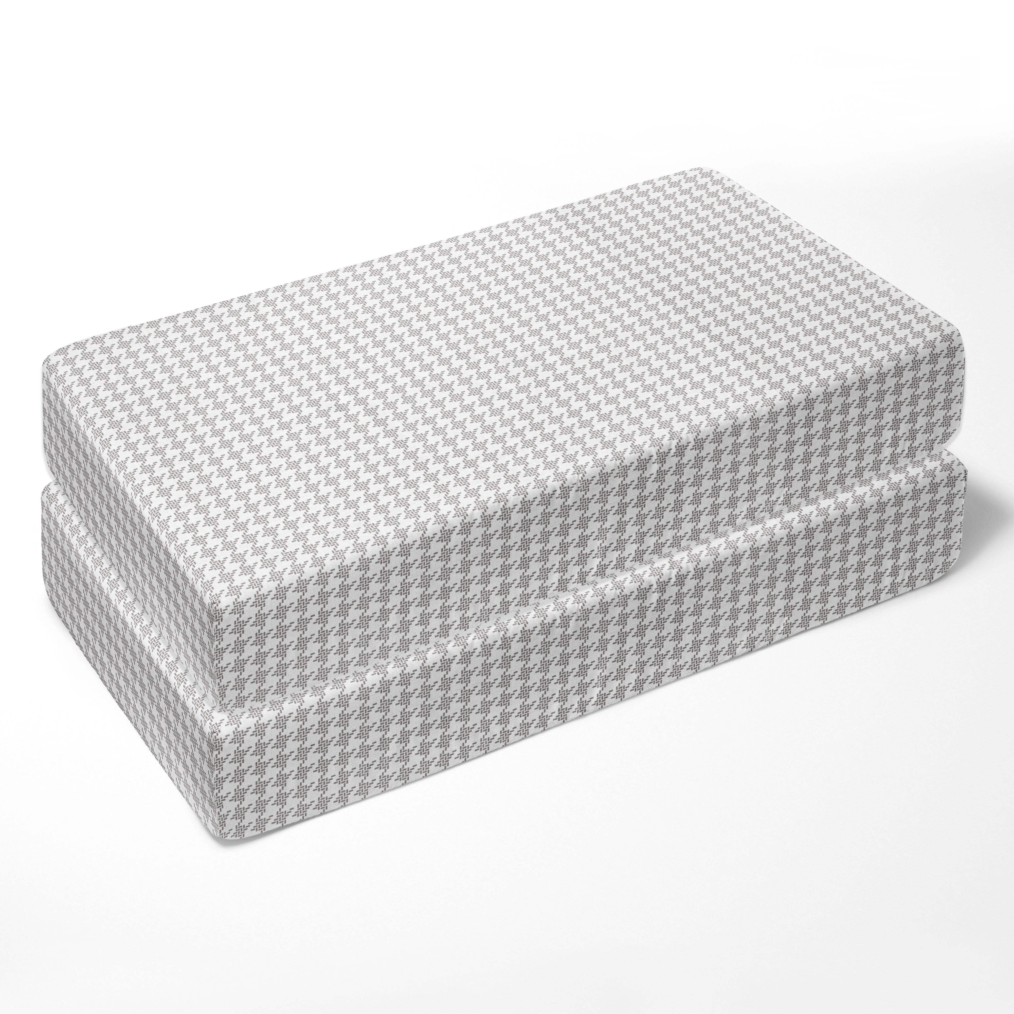 Herringbone Houndstooth Grey Muslin Crib or Toddler Bed Fitted Sheet Cotton Muslin