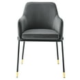 thumbnail image 6 of Side Dining Chair, Black Grey Gray, Velvet, Modern Contemporary, Mid Century Kitchen Room Cafe Bistro Restaurant Hospitality, 6 of 7